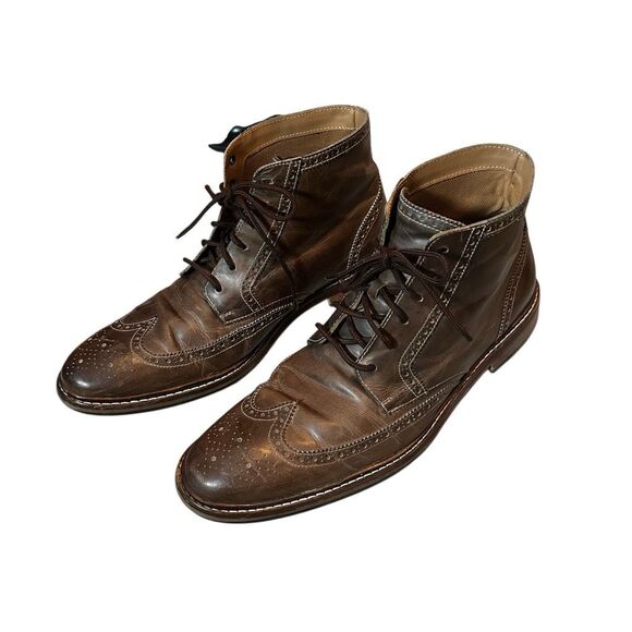 Cole Haan Mens 13 M Brown Chukka Wingtip Leather Ankle Boot Distressed Brogue main image 13
